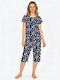 Goodnight Summer Women's Cotton Pyjama Set Deep Blue