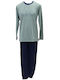 Lanotte Winter Men's Cotton Pyjamas Khaki-Blue