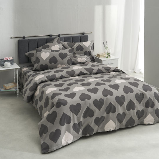 Charalambidis Textiles Love Σετ Σεντόνια Υπέρδιπλα 220x260εκ. Γκρι (4τμχ)