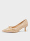 Pointed Toe Patent Leather Heels With Medium Beige Heel