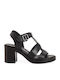 Damen Sandalen Aus Leder Schwarz