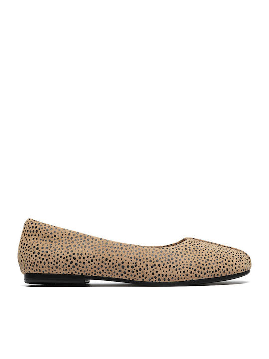 Livia Lily Suede Women's Ballerina Shoes in Beige Colour