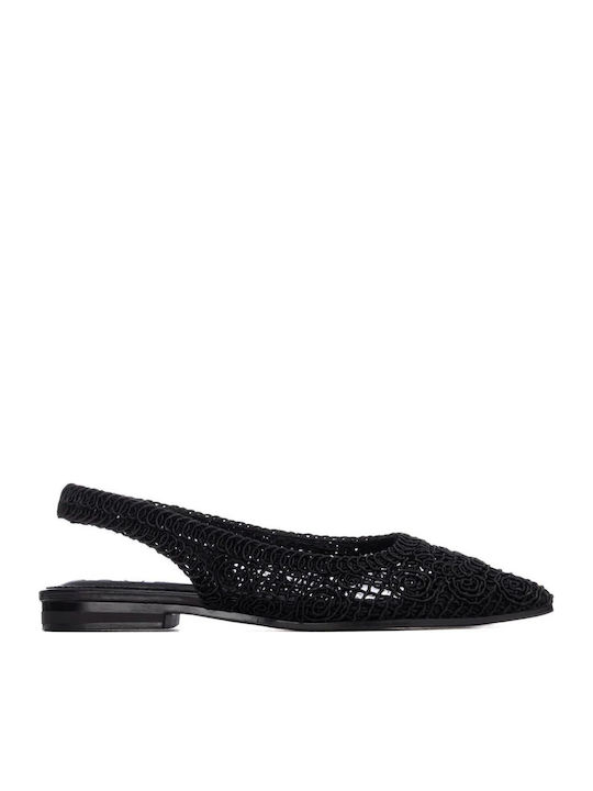 Γυναικείες Μπαλαρίνες Slingback με Λουράκι σε Μαύρο Χρώμα