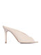 Leather Mules with Thin High Heel in White Colour