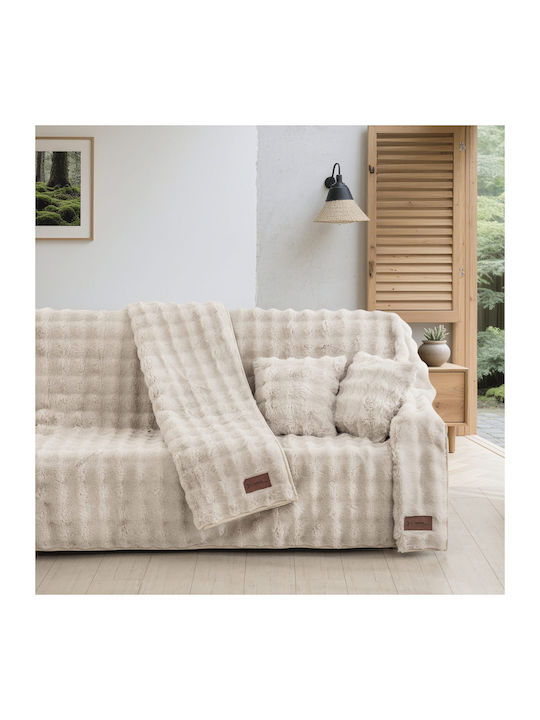 Three-Seater Sofa Throw Fur 180x300cm Ecru