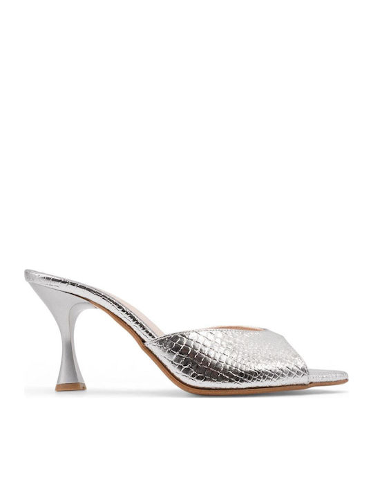 Michailidis Collection Mules With Heel In Silver Colour 3420 - 60 - Silver