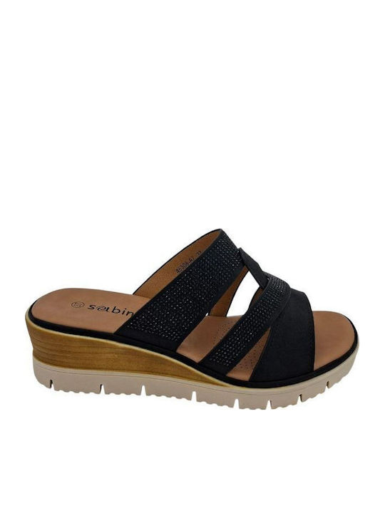 Sommer Damenplattformen in Stil Pantoffeln Schwarz