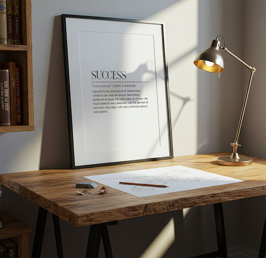 Zitat Poster Success Aristotle Pq167 50cm x 70cm Rahmen aus Naturholz Beige
