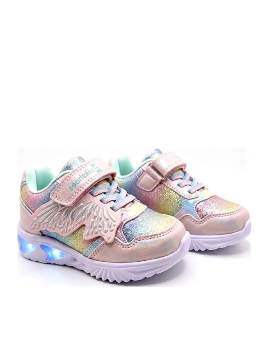 Παιδικά Sneakers Ανατομικά με Σκρατς & Φωτάκια Πολύχρωμα