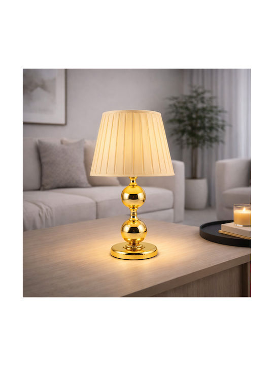 ForHome Metal Table Lamp for E27 Socket with White Shade and Gold Base