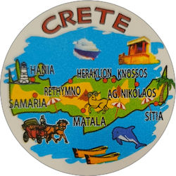 Μαγνητάκι Γυάλινο 34mm Χάρτης Κρήτης