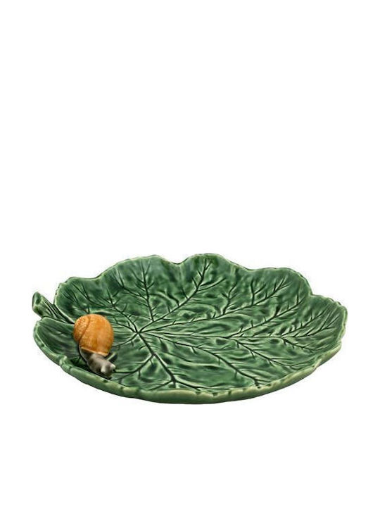 Bordallo Pinheiro Geranium Servierplatte Untiefe Keramik Grüne 29cm