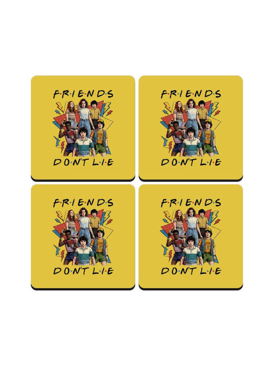Koupakoupa Friends Dont Lie Wooden Coaster KP 33413 Coaster Square 4 Pieces