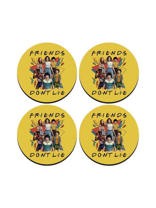 Koupakoupa Friends Don't Lie Round Wooden Coasters KP 33413 Coaster Round 4 Pieces