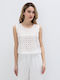 Women's Cotton Blouse with Lace Off-White