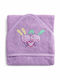 Baby Bath Towel-Bathrobe Hooded Purple Bunny 75x75cm