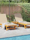 Hölzene Garten- und Pool-Liegestuhl mit Kissen Braune mit Tisch 3 Stück 63x199x85cm