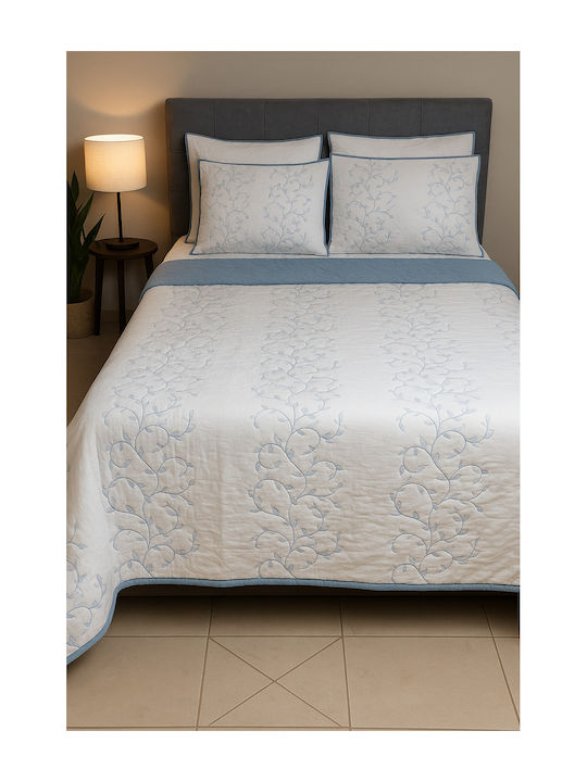 Σετ Κουβερλί Υπέρδιπλο Βαμβακερό White 220x240cm 3τμχ
