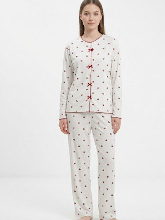 Soccus Set Pijamale Dama De Iarnă Din Bumbac Alb