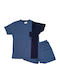 Snelly Sommer Herrenpyjama Blau