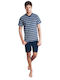 Il Granchio Sommer Herrenpyjama Grau/Blau