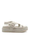 Leather Women's Flat Sandals Beige 30-1401 Off White