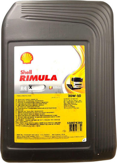 Shell Rimula R4 X Λάδι Αυτοκινήτου 20W-50 20lt