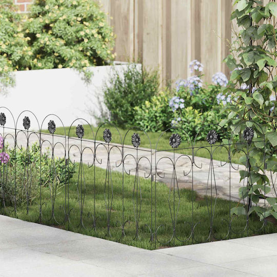 vidaXL Gartenhecke Metallische Gartenhecke in Schwarz Farbe 3,05m x 55,5cm 5 Stück