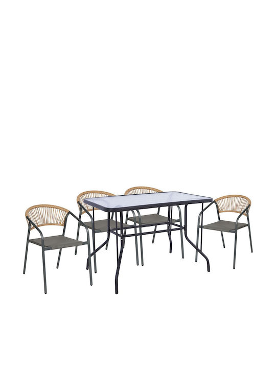 Adam 5-Piece Outdoor Dining Set Gray