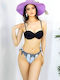 Set Bikini 3 Τεμαχίων Push Up String Animal Print Black