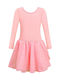 Costum De Balet Body Tutu Fustă Dansatoare De Balet Cu Mâneci Lungi Roz 150 Cm