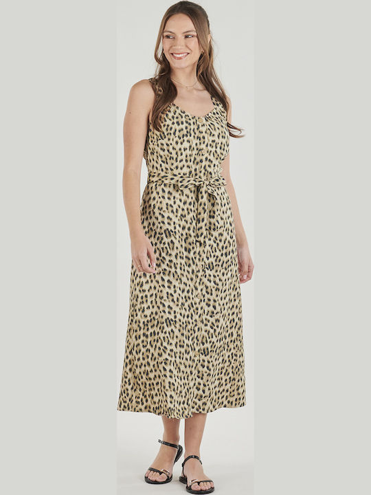 Ro W Summer Midi Dress Beige