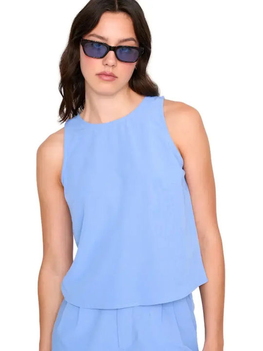 24 Colours Γυναικεία Μπλούζα Βαμβακερή Blue