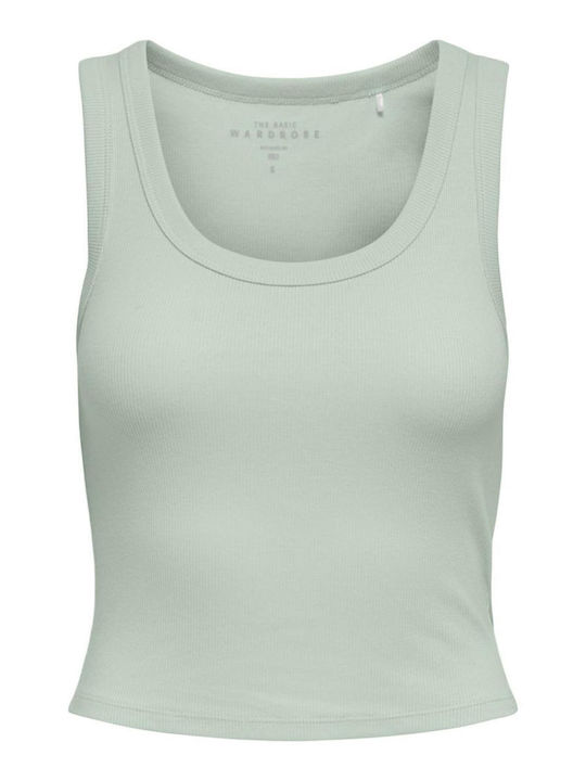 Only Γυναικείο Crop Top Βαμβακερό Αμάνικο Μέντα