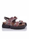 Leder Flache Damen Sandalen Braun