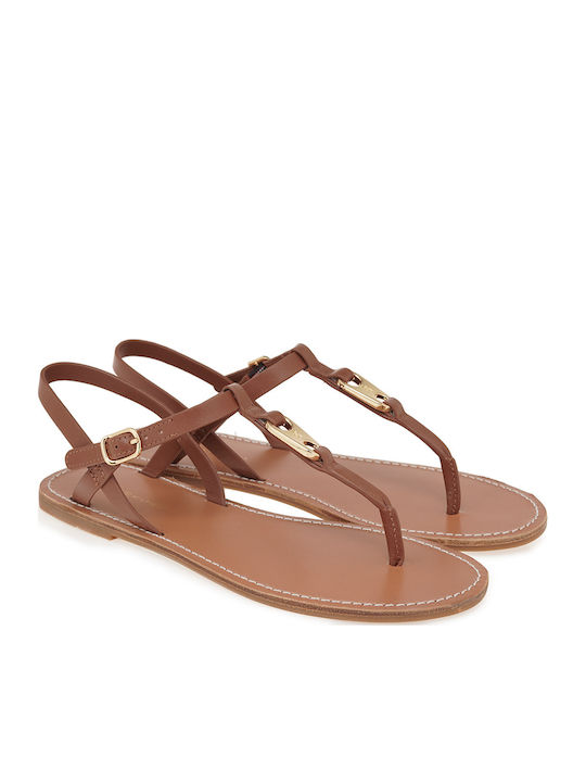 Tommy Hilfiger Leder Damen Flache Sandalen Tabac