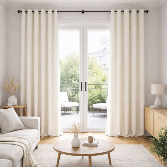My Home Luxury Пердета и Завеси за Прозорец с Копчета Бежов 280x270 см