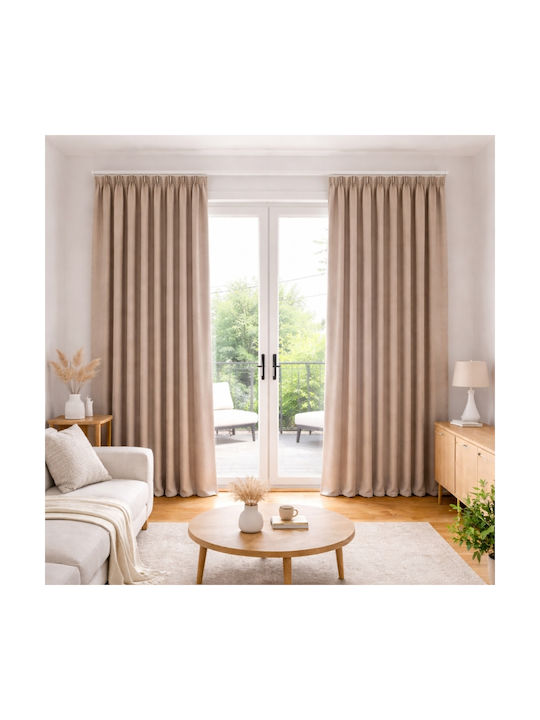 My Home Luxury Κουρτίνα Παραθύρου με Τρέσα Μπεζ 280x270εκ.