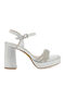 Damen Sandalen Aus Leder Silber