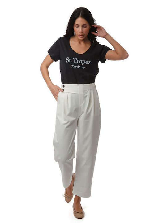 Pantaloni Dama Alb Bumbăcăr