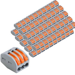 Set 100 Quick Connectors Lever Quick Terminals Electrical Installations 3 Pins Type 222-413 Onuvio