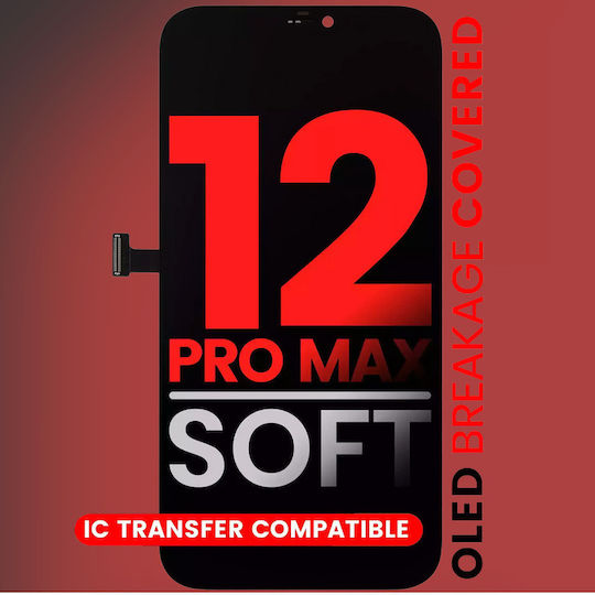 Ecran OLED Soft cu Mecanism Tactil pentru iPhone 12 Pro Max Negru