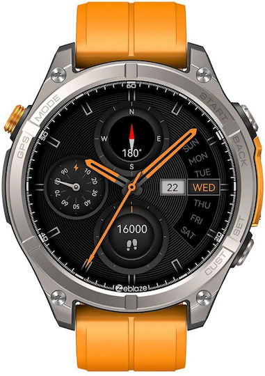 Zeblaze Stratos 4 Неръждаема Стомана 49mm Водоустойчив Смарт Часовник с Пулсометър Оранжев M/L