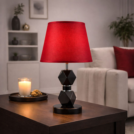 ForHome Μεταλλικό Πορτατίφ για Ντουί E27 με Κόκκινο Καπέλο και Μαύρη Βάση