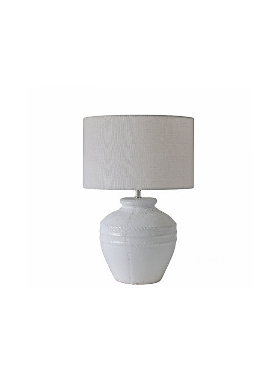 Zaros Ceramic Table Lamp with White Shade and Base
