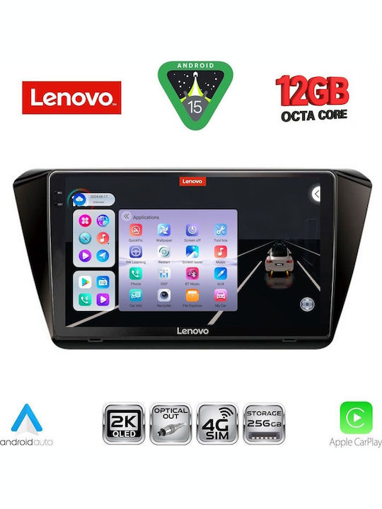 Lenovo Car Audio System for Skoda Superb 2015-2023 with Clima (Bluetooth/USB/WiFi/GPS/Apple CarPlay/Android Auto) with 10" Touch Screen