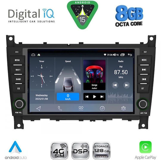 Digital IQ Ηχοσύστημα Αυτοκινήτου για Mercedes-Benz C Class / CLK Class 2004-2008 (Bluetooth/USB/WiFi/GPS/Apple-Carplay/Android-Auto) με Οθόνη Αφής 7"