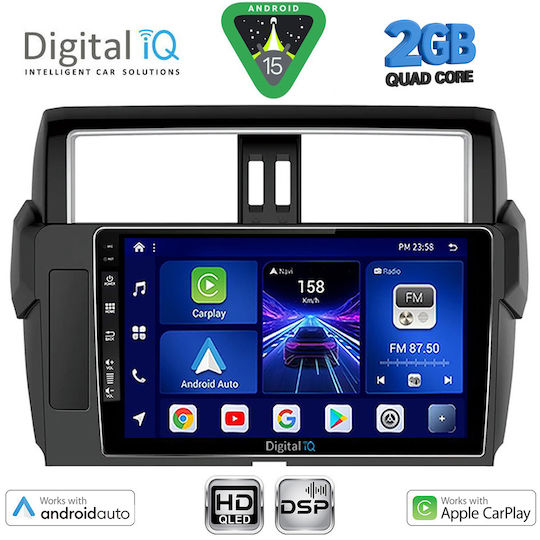 Digital IQ Car Audio System for Toyota Prado 2014-2017 (Bluetooth/USB/WiFi/GPS/Apple CarPlay/Android Auto) with 10" Touch Screen