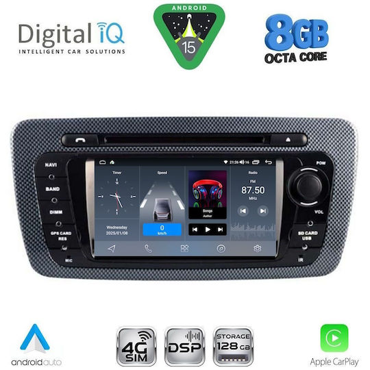 Digital IQ Car Audio System for Seat Ibiza 2008-2015 (Bluetooth/USB/WiFi/GPS/Apple CarPlay/Android Auto) with 7" Touch Screen