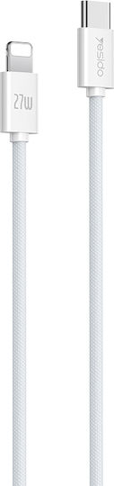 Yesido Braided USB-C to Lightning Cable 27W Λευκό 1.2m